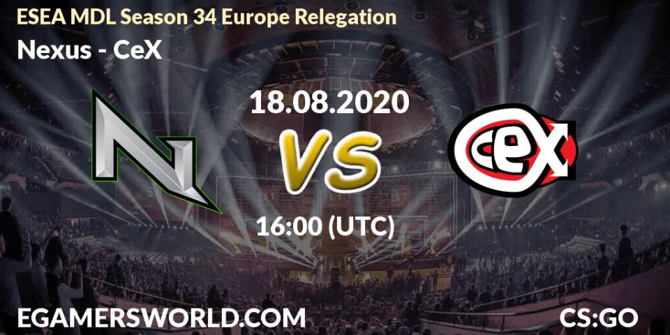 Pronósticos Nexus - CeX. 18.08.20. ESEA MDL Season 34 Europe Relegation - CS2 (CS:GO)