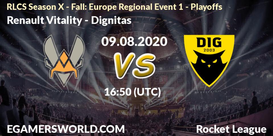 Pronósticos Renault Vitality - Dignitas. 09.08.20. RLCS Season X - Fall: Europe Regional Event 1 - Playoffs - Rocket League