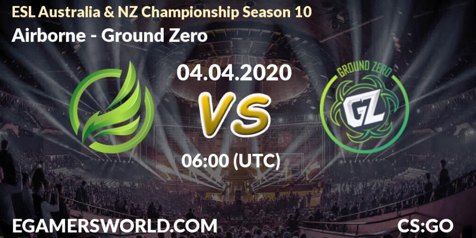 Pronósticos Airborne - Ground Zero. 04.04.20. ESL Australia & NZ Championship Season 10 - CS2 (CS:GO)