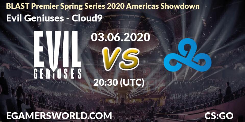 Pronósticos Evil Geniuses - Cloud9. 03.06.20. BLAST Premier Spring Series 2020 Americas Showdown - CS2 (CS:GO)