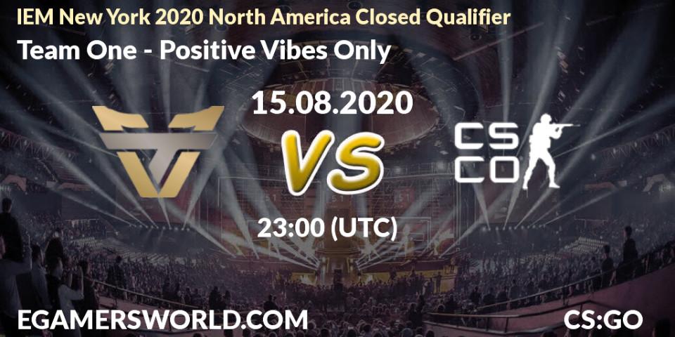 Pronósticos Team One - Positive Vibes Only. 15.08.2020 at 23:00. IEM New York 2020 North America Closed Qualifier - Counter-Strike (CS2)