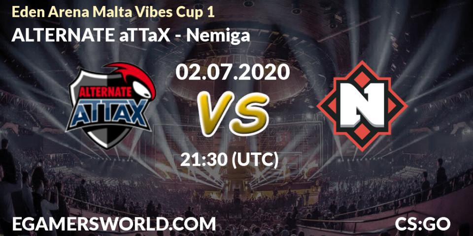 Pronósticos ALTERNATE aTTaX - Nemiga. 02.07.2020 at 21:30. Eden Arena Malta Vibes Cup 1 (Week 1) - Counter-Strike (CS2)