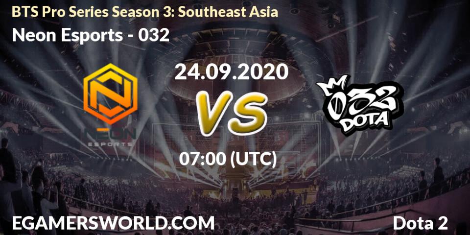 Pronósticos Neon Esports - 032. 24.09.2020 at 07:04. BTS Pro Series Season 3: Southeast Asia - Dota 2