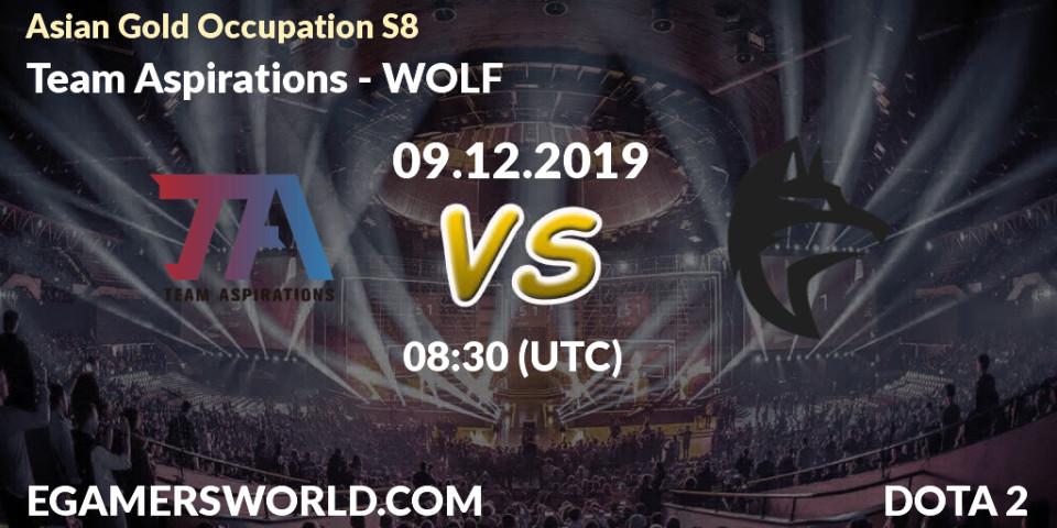 Pronósticos Team Aspirations - WOLF. 08.12.19. Asian Gold Occupation S8 - Dota 2