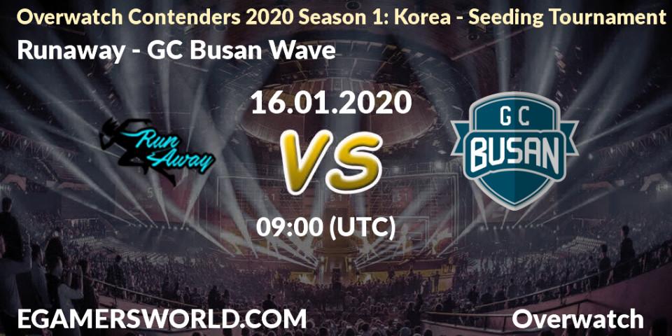Pronósticos Runaway - GC Busan Wave. 16.01.20. Overwatch Contenders 2020 Season 1: Korea - Seeding Tournament - Overwatch