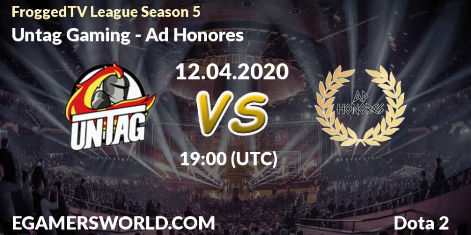 Pronósticos Untag Gaming - Ad Honores. 11.04.2020 at 16:33. FroggedTV League Season 5 - Dota 2