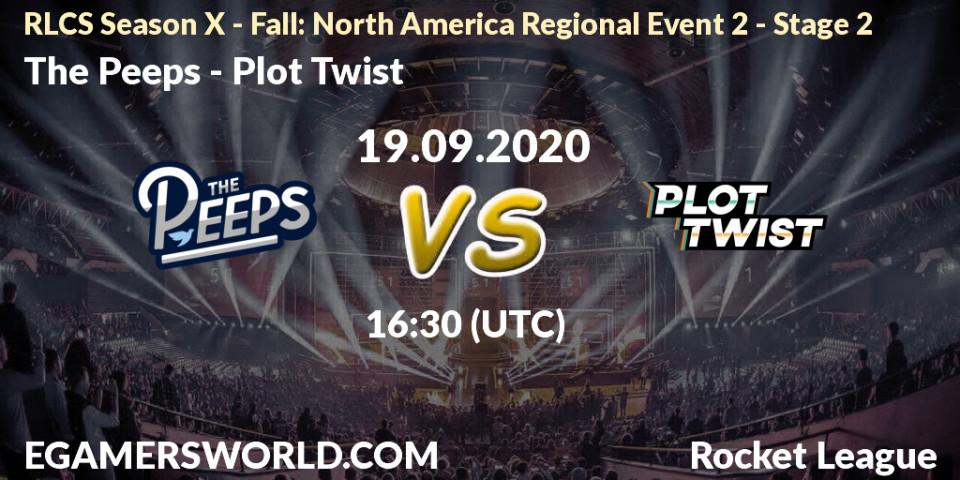 Pronósticos The Peeps - Plot Twist. 19.09.2020 at 16:30. RLCS Season X - Fall: North America Regional Event 2 - Stage 2 - Rocket League