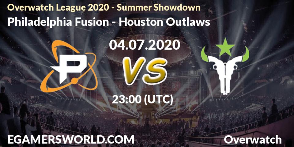 Pronósticos Philadelphia Fusion - Houston Outlaws. 05.07.20. Overwatch League 2020 - Summer Showdown - Overwatch