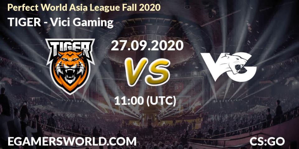Pronósticos TIGER - Vici Gaming. 27.09.2020 at 11:00. Perfect World Asia League Fall 2020 - Counter-Strike (CS2)