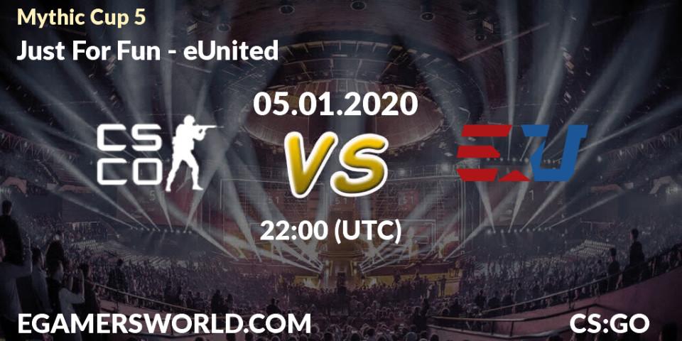 Pronósticos Just For Fun - eUnited. 05.01.2020 at 22:20. Mythic Cup 5 - Counter-Strike (CS2)