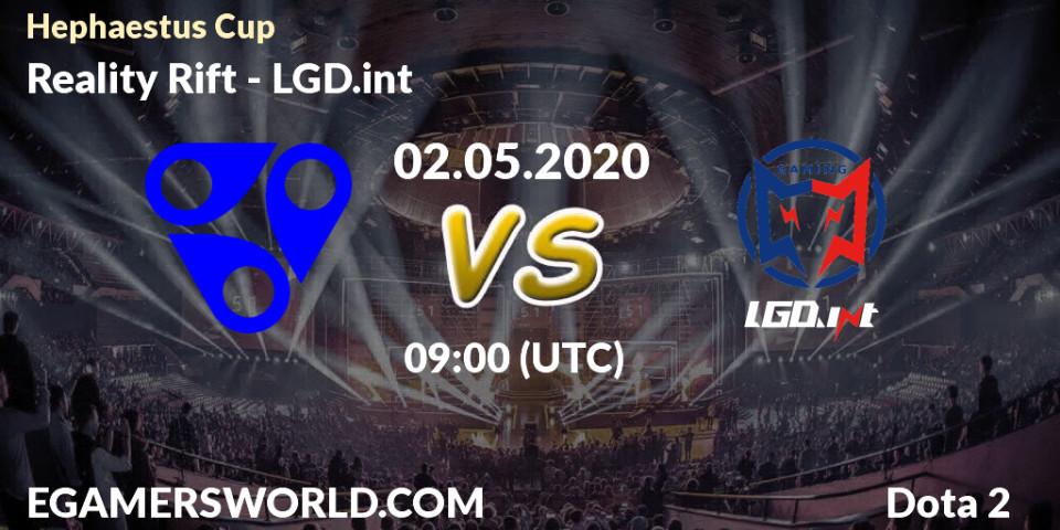 Pronósticos Reality Rift - LGD.int. 02.05.2020 at 09:09. Hephaestus Cup - Dota 2