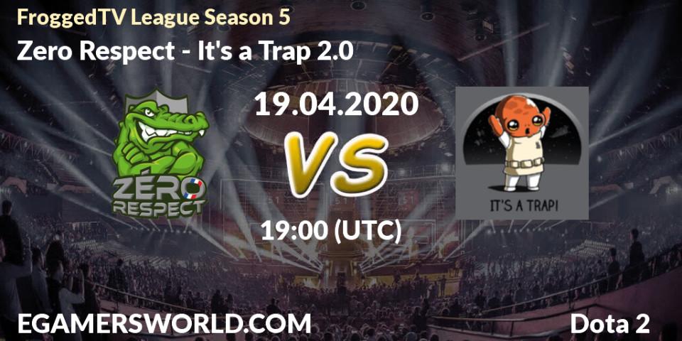 Pronósticos Zero Respect - It's a Trap 2.0. 26.04.2020 at 19:00. FroggedTV League Season 5 - Dota 2