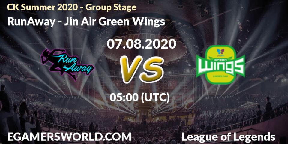 Pronósticos RunAway - Jin Air Green Wings. 07.08.20. CK Summer 2020 - Group Stage - LoL