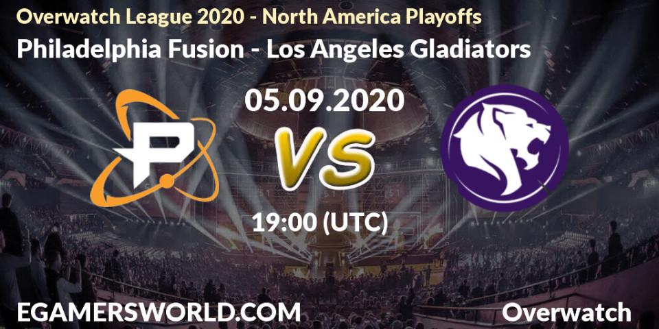 Pronósticos Philadelphia Fusion - Los Angeles Gladiators. 05.09.20. Overwatch League 2020 - North America Playoffs - Overwatch