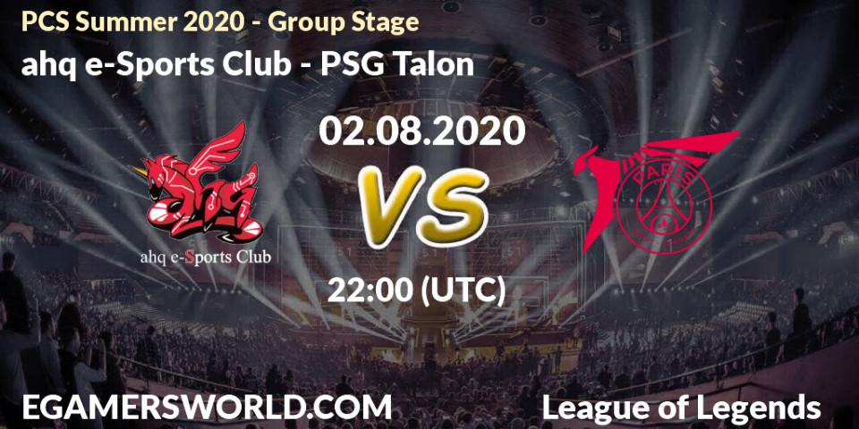 Pronósticos ahq e-Sports Club - PSG Talon. 02.08.20. PCS Summer 2020 - Group Stage - LoL