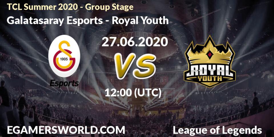 Pronósticos Galatasaray Esports - Royal Youth. 27.06.2020 at 12:00. TCL Summer 2020 - Group Stage - LoL