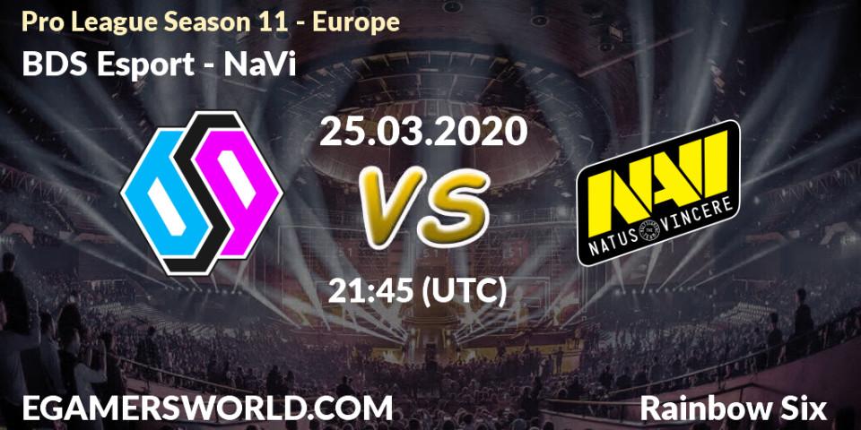 Pronósticos BDS Esport - NaVi. 25.03.20. Pro League Season 11 - Europe - Rainbow Six