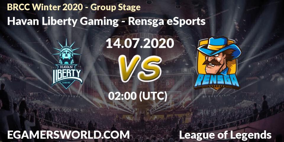 Pronósticos Havan Liberty Gaming - Rensga eSports. 14.07.20. BRCC Winter 2020 - Group Stage - LoL