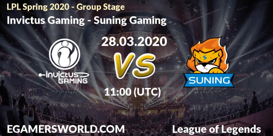 Pronósticos Invictus Gaming - Suning Gaming. 28.03.20. LPL Spring 2020 - Group Stage (Week 1-4) - LoL