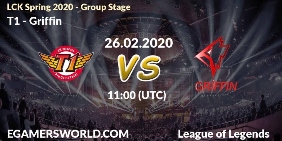 Pronósticos T1 - Griffin. 26.02.20. LCK Spring 2020 - Group Stage - LoL