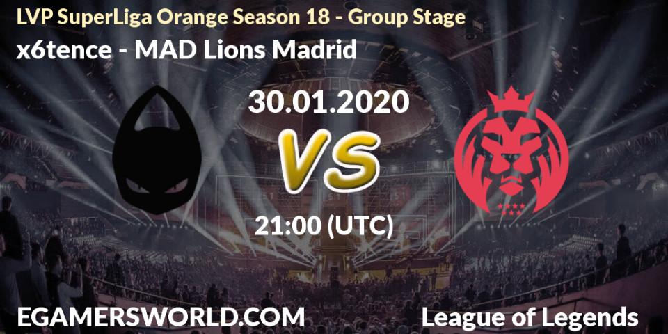 Pronósticos x6tence - MAD Lions Madrid. 30.01.2020 at 21:00. LVP SuperLiga Orange Season 18 - Group Stage - LoL