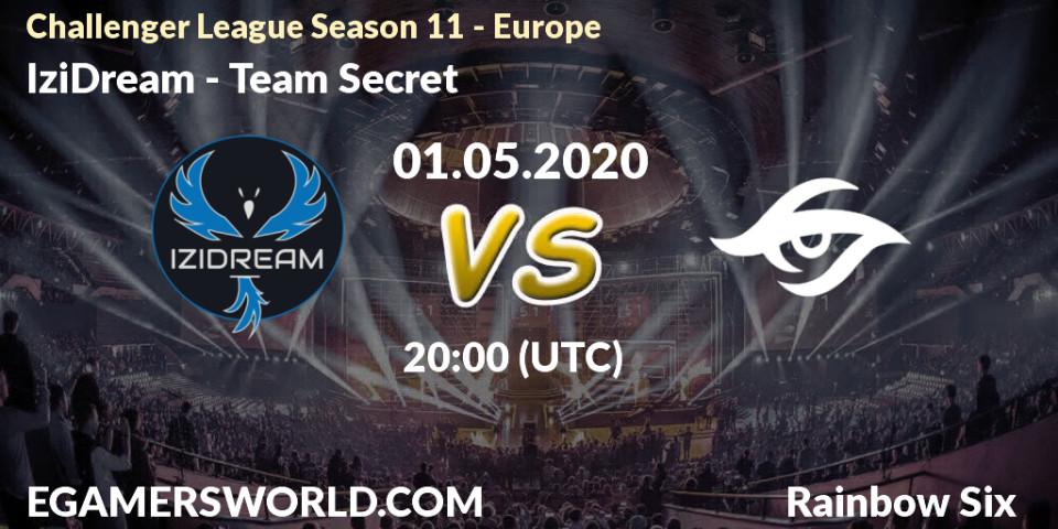 Pronósticos IziDream - Team Secret. 01.05.20. Challenger League Season 11 - Europe - Rainbow Six