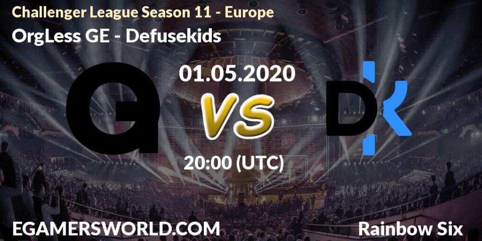 Pronósticos OrgLess GE - Defusekids. 01.05.2020 at 20:00. Challenger League Season 11 - Europe - Rainbow Six
