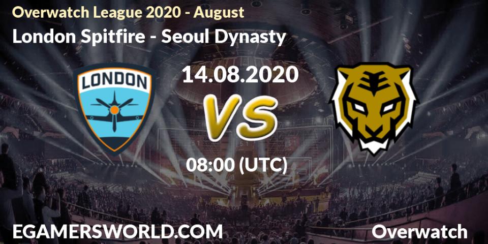 Pronósticos London Spitfire - Seoul Dynasty. 14.08.2020 at 08:00. Overwatch League 2020 - August - Overwatch