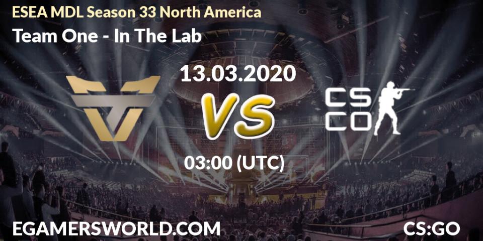Pronósticos Team One - In The Lab. 13.03.2020 at 03:45. ESEA MDL Season 33 North America - Counter-Strike (CS2)
