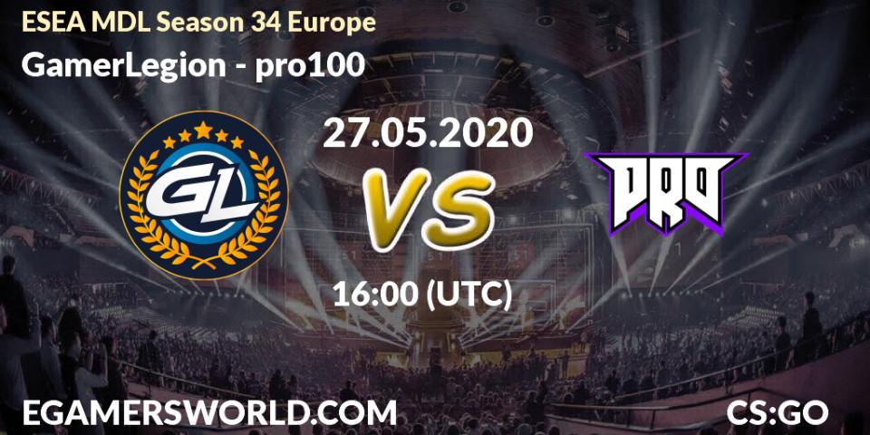 Pronósticos GamerLegion - pro100. 11.06.2020 at 16:20. ESEA MDL Season 34 Europe - Counter-Strike (CS2)