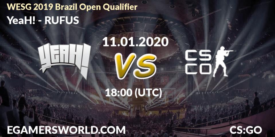 Pronósticos YeaH! - RUFUS. 11.01.20. WESG 2019 Brazil Open Qualifier - CS2 (CS:GO)