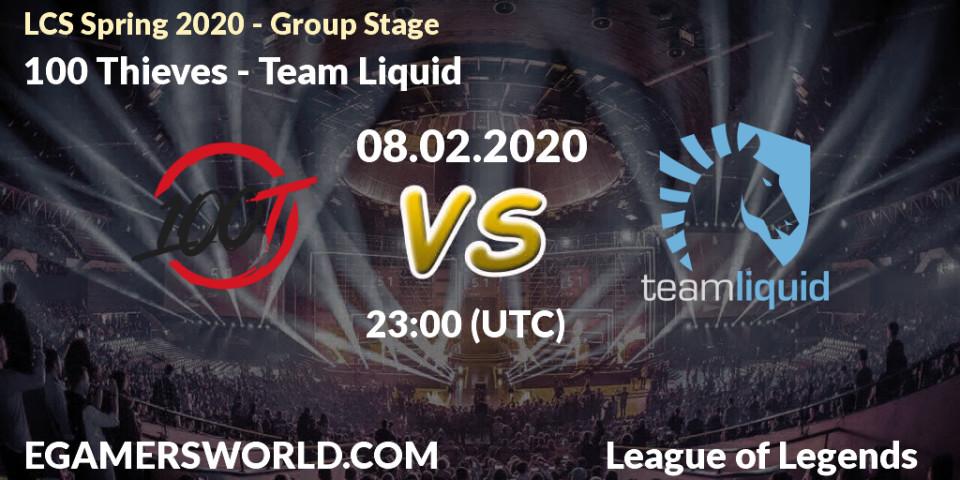 Pronósticos 100 Thieves - Team Liquid. 08.02.20. LCS Spring 2020 - Group Stage - LoL