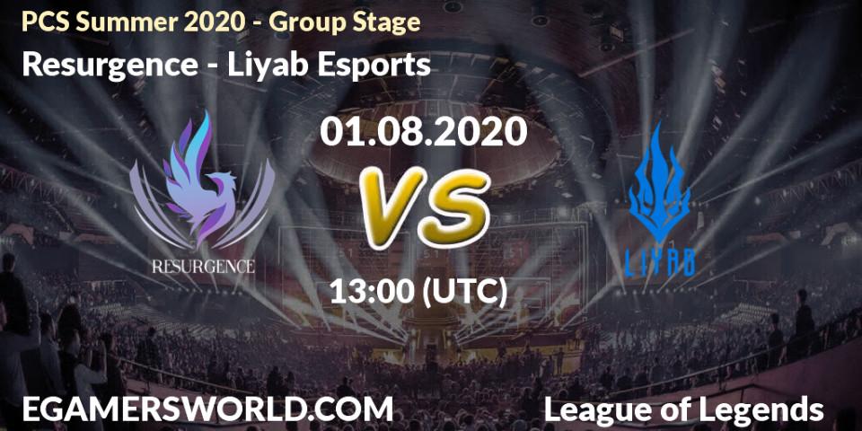 Pronósticos Resurgence - Liyab Esports. 01.08.2020 at 13:00. PCS Summer 2020 - Group Stage - LoL