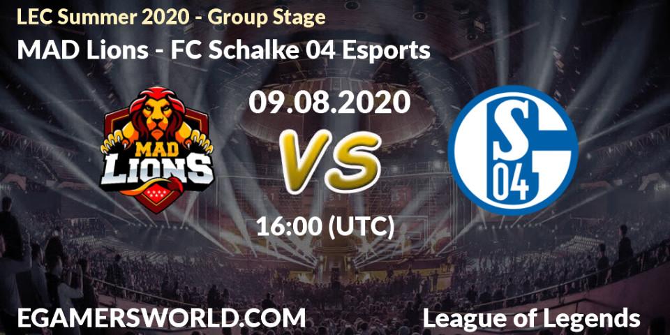 Pronósticos MAD Lions - FC Schalke 04 Esports. 09.08.2020 at 16:00. LEC Summer 2020 - Group Stage - LoL