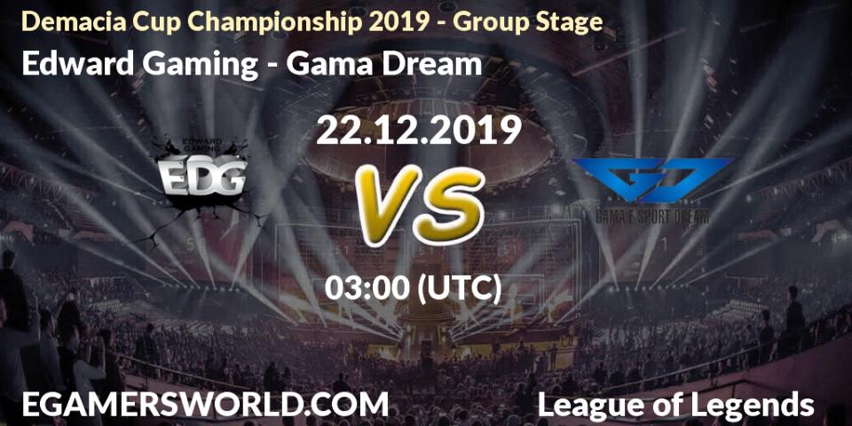 Pronósticos Edward Gaming - Gama Dream. 22.12.19. Demacia Cup Championship 2019 - Group Stage - LoL