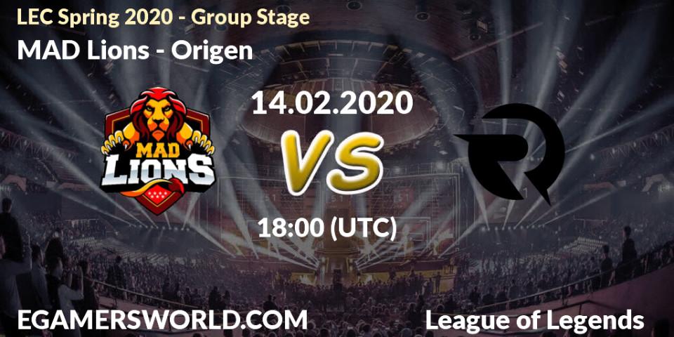Pronósticos MAD Lions - Origen. 14.02.2020 at 17:00. LEC Spring 2020 - Group Stage - LoL