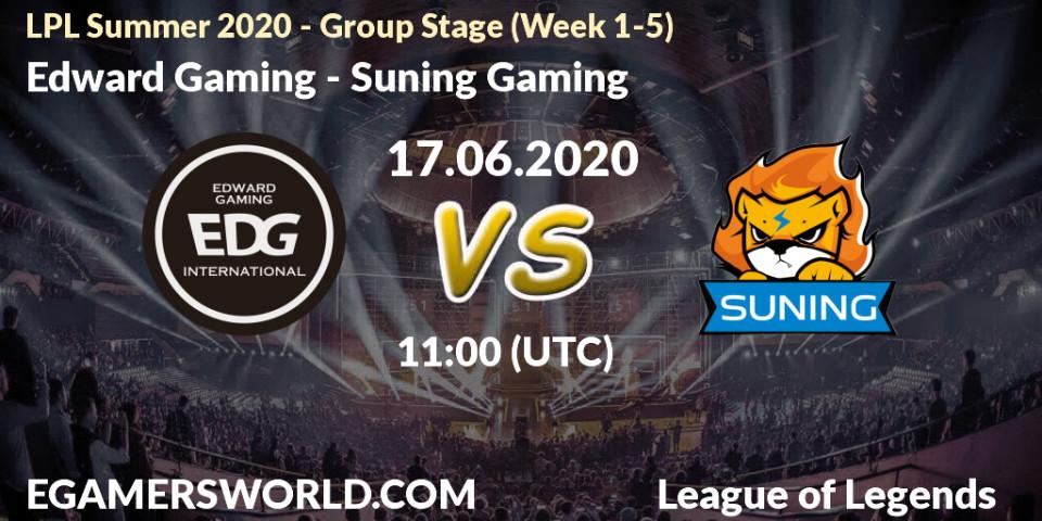 Pronósticos Edward Gaming - Suning Gaming. 17.06.20. LPL Summer 2020 - Group Stage (Week 1-5) - LoL