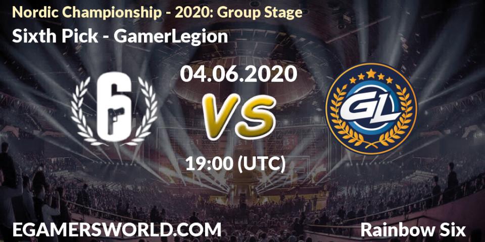 Pronósticos Sixth Pick - GamerLegion. 04.06.2020 at 19:00. Nordic Championship - 2020: Group Stage - Rainbow Six