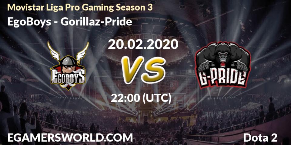Pronósticos EgoBoys - Gorillaz-Pride. 20.02.20. Movistar Liga Pro Gaming Season 3 - Dota 2