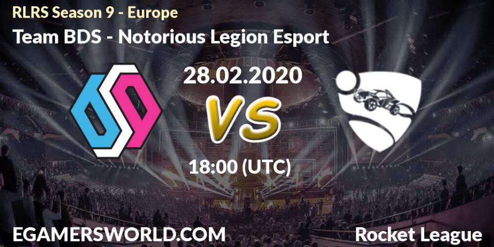 Pronósticos Team BDS - Notorious Legion Esport. 28.02.20. RLRS Season 9 - Europe - Rocket League