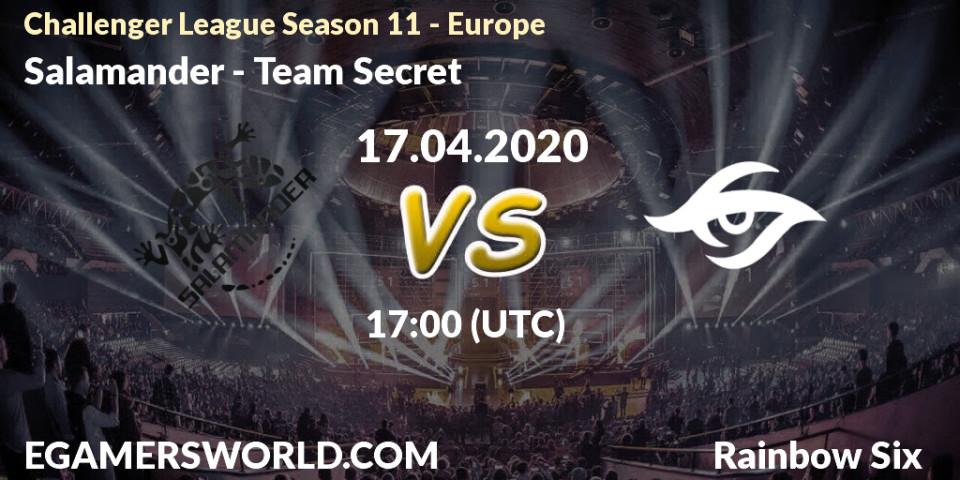 Pronósticos Salamander - Team Secret. 17.04.2020 at 17:00. Challenger League Season 11 - Europe - Rainbow Six