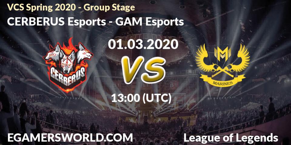 Pronósticos CERBERUS Esports - GAM Esports. 01.03.2020 at 14:05. VCS Spring 2020 - Group Stage - LoL