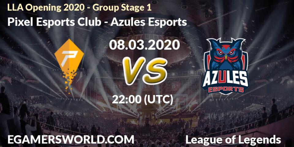 Pronósticos Pixel Esports Club - Azules Esports. 08.03.2020 at 22:45. LLA Opening 2020 - Group Stage 1 - LoL
