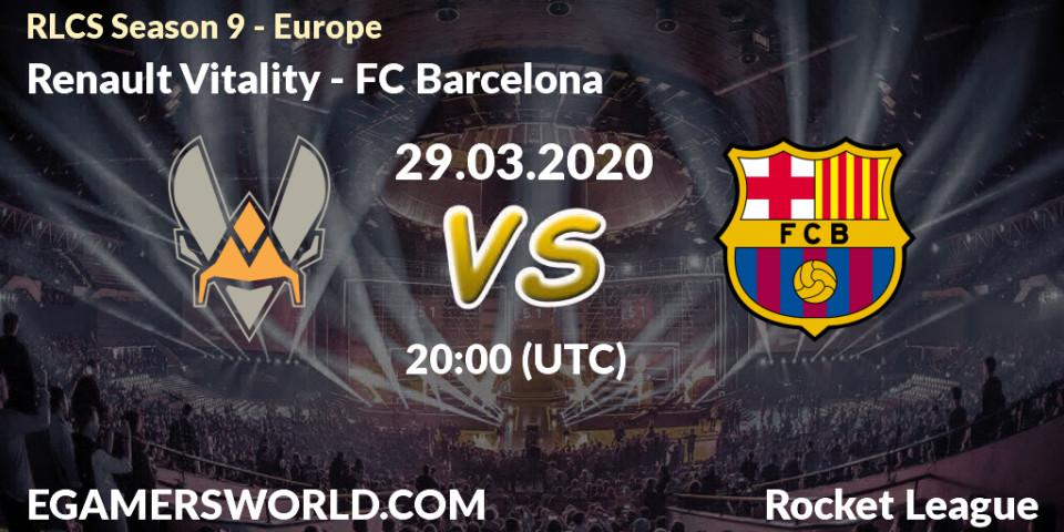 Pronósticos Renault Vitality - FC Barcelona. 29.03.20. RLCS Season 9 - Europe - Rocket League