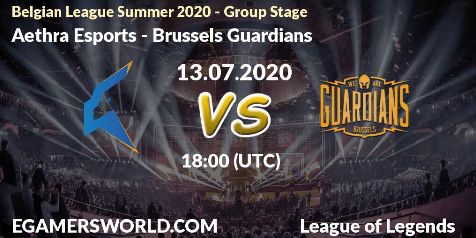 Pronósticos Aethra Esports - Brussels Guardians. 13.07.20. Belgian League Summer 2020 - Group Stage - LoL