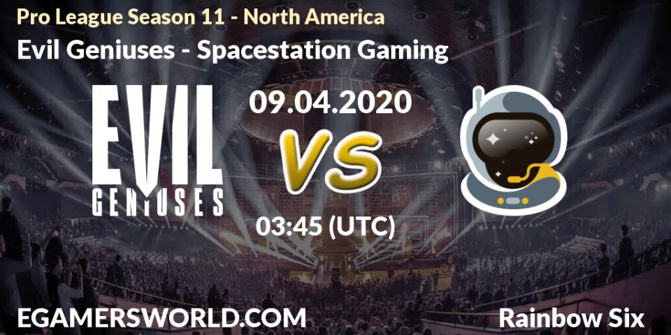 Pronósticos Evil Geniuses - Spacestation Gaming. 09.04.20. Pro League Season 11 - North America - Rainbow Six
