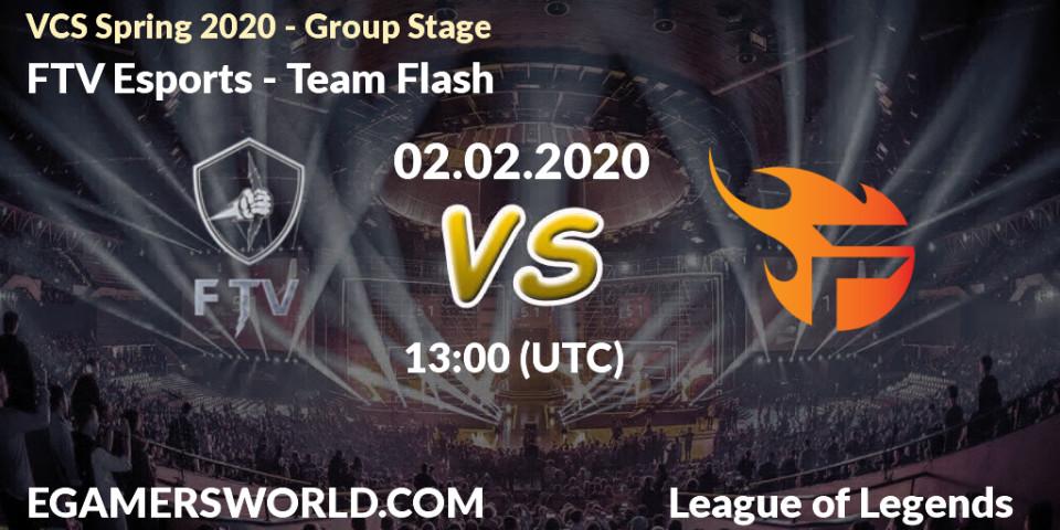 Pronósticos FTV Esports - Team Flash. 02.02.20. VCS Spring 2020 - Group Stage - LoL