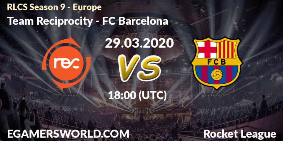 Pronósticos Team Reciprocity - FC Barcelona. 29.03.20. RLCS Season 9 - Europe - Rocket League