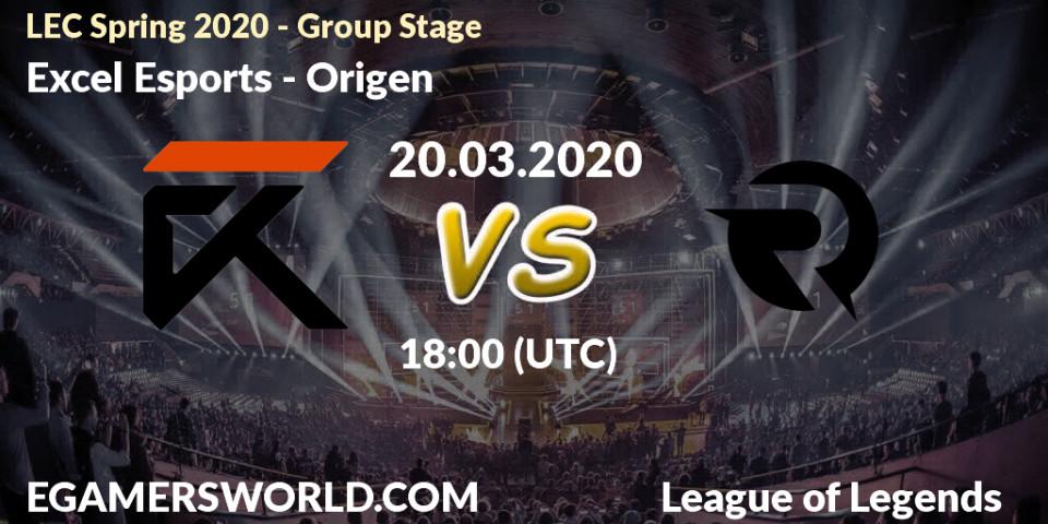 Pronósticos Excel Esports - Origen. 27.03.2020 at 20:00. LEC Spring 2020 - Group Stage - LoL