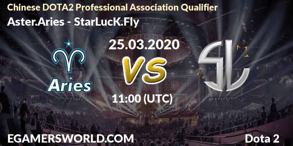 Pronósticos Aster.Aries - StarLucK.Fly. 25.03.20. Chinese DOTA2 Professional Association Qualifier - Dota 2